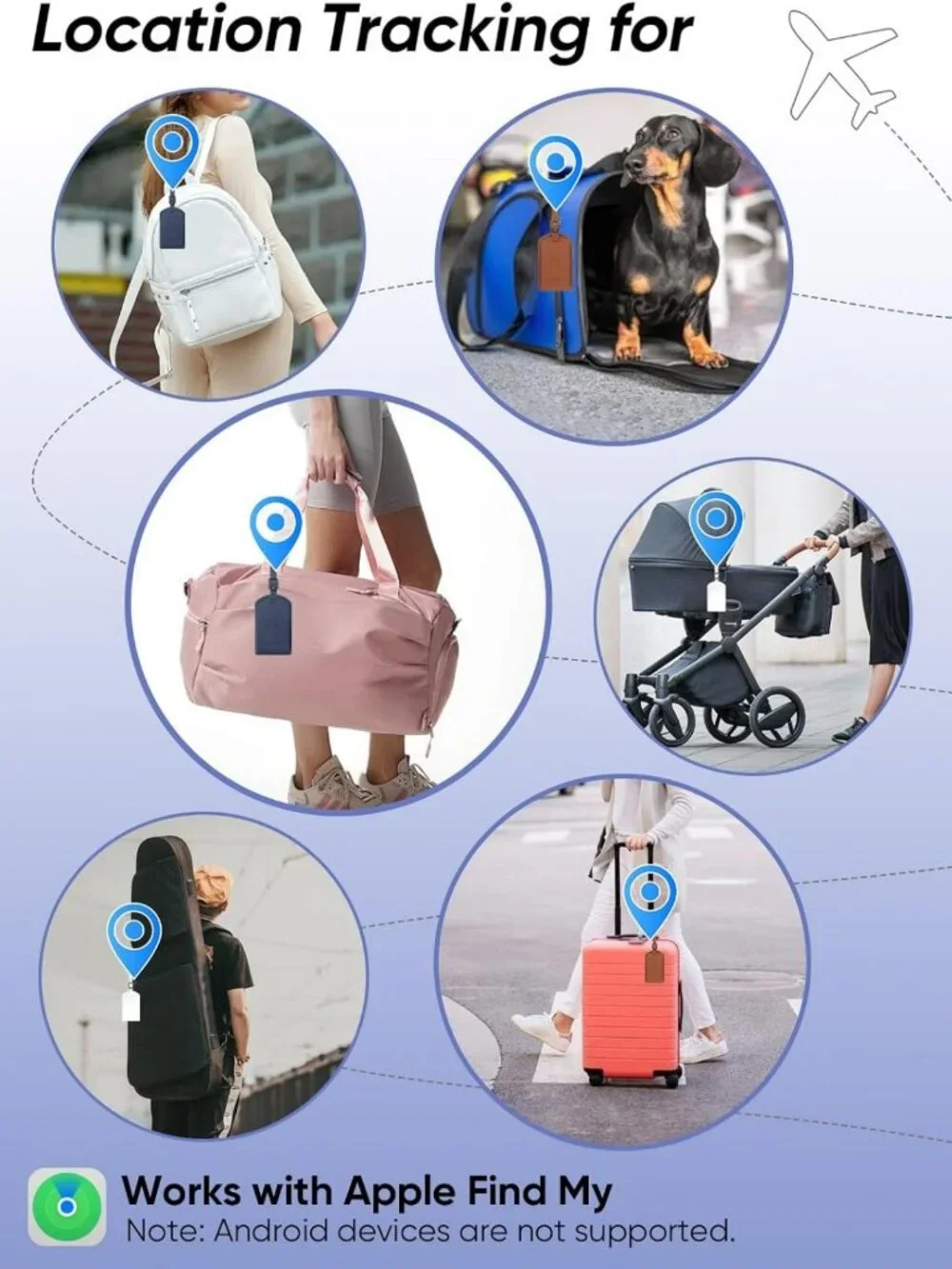 Luxury Leather Luggage Tags with Anti-Loss Tracker for Travel Bags & Suitcases
